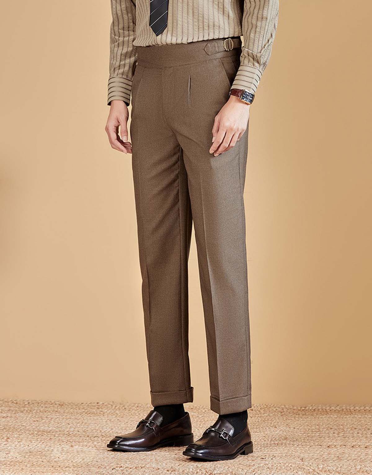 Single-pleat adjustable high-waist men's trousers-mp-8352